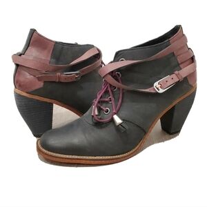 J Shoes Carson Black Mauve Leather Ankle Boots